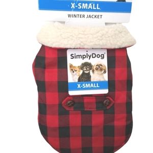 Simply Dog, Dog Jacket Coat, red and black plaid,Quilted Size XS